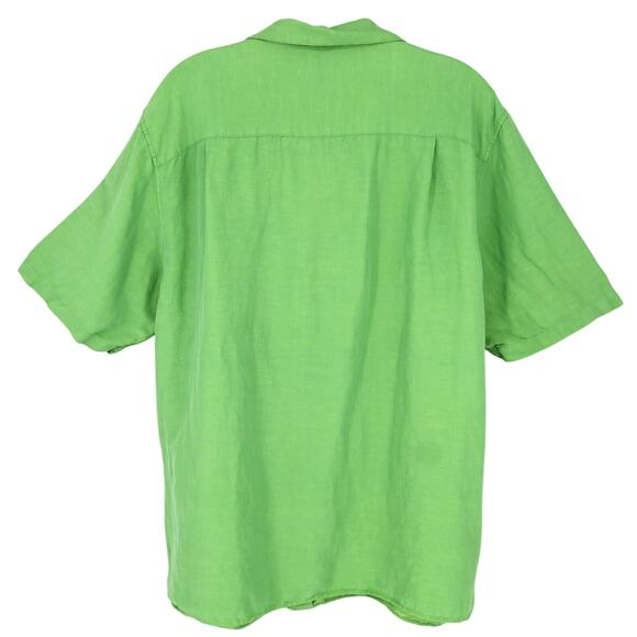 Austin Reed London Shirt Mens Large Linen Silk Green Camp Oversized Vintage - Picture 2 of 10